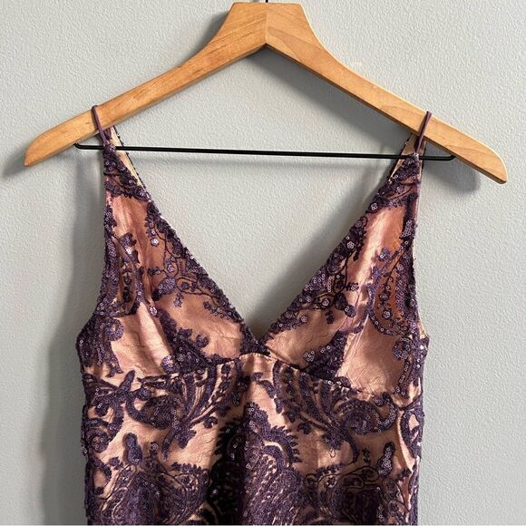 Free People Night Shimmer Mini-Dress Size 0 Sundown Purple Sequins Sleeveless - Picture 6 of 16